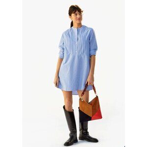 💕CLARE V💕 Le Tux Dress ~ Blue & Cream Stripe Print Medium M NWT